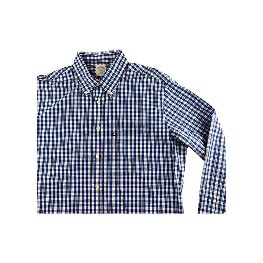 Brooks Brothers 346 Slim Fit Plaid Button Down Shirt Men's Size L Long Sleeve